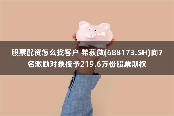 股票配资怎么找客户 希荻微(688173.SH)向7名激励对象授予219.6万份股票期权