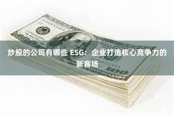 炒股的公司有哪些 ESG：企业打造核心竞争力的新赛场