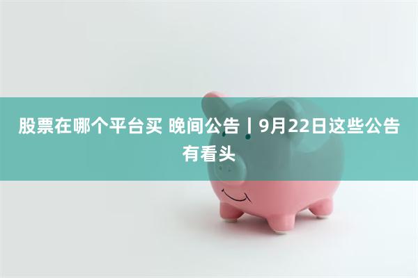 股票在哪个平台买 晚间公告丨9月22日这些公告有看头